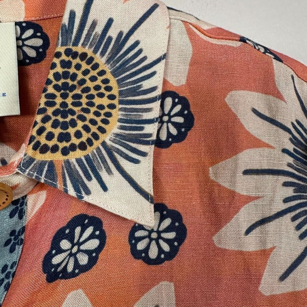 FARM Rio Coral & Sage Sunflower Print Short-Sleeve Button-Down - Picture 9 of 10